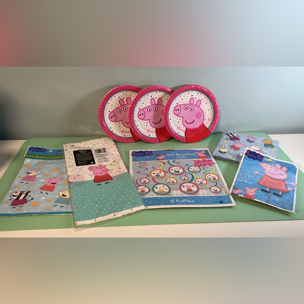 Peppa pig birthday decorations lot, party supplies, balloon, kid birthday party